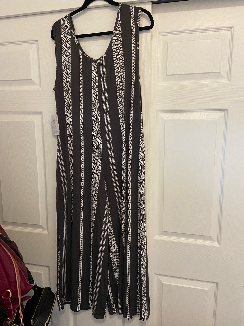 LuLaRoe Charcoal Grey& White Striped Sleeveless Jumpsuit
